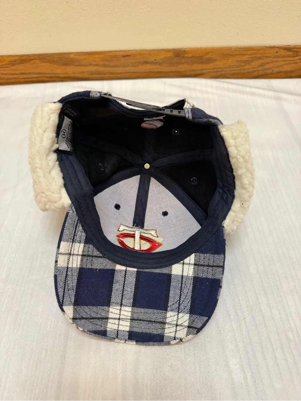 MLB Minnesota Twins Pepsi Blue Plaid SnapBack Bomber Fleece Ear Flaps Winter Hat